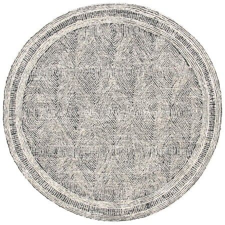 Safavieh 6 x 6 ft. Abstract 100 Percent Wool Pile Round Rug Ivory & Chocolate ABT340H-6R